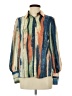 Unbranded 100% Polyester Color Block Blue Long Sleeve Blouse Size S - photo 1