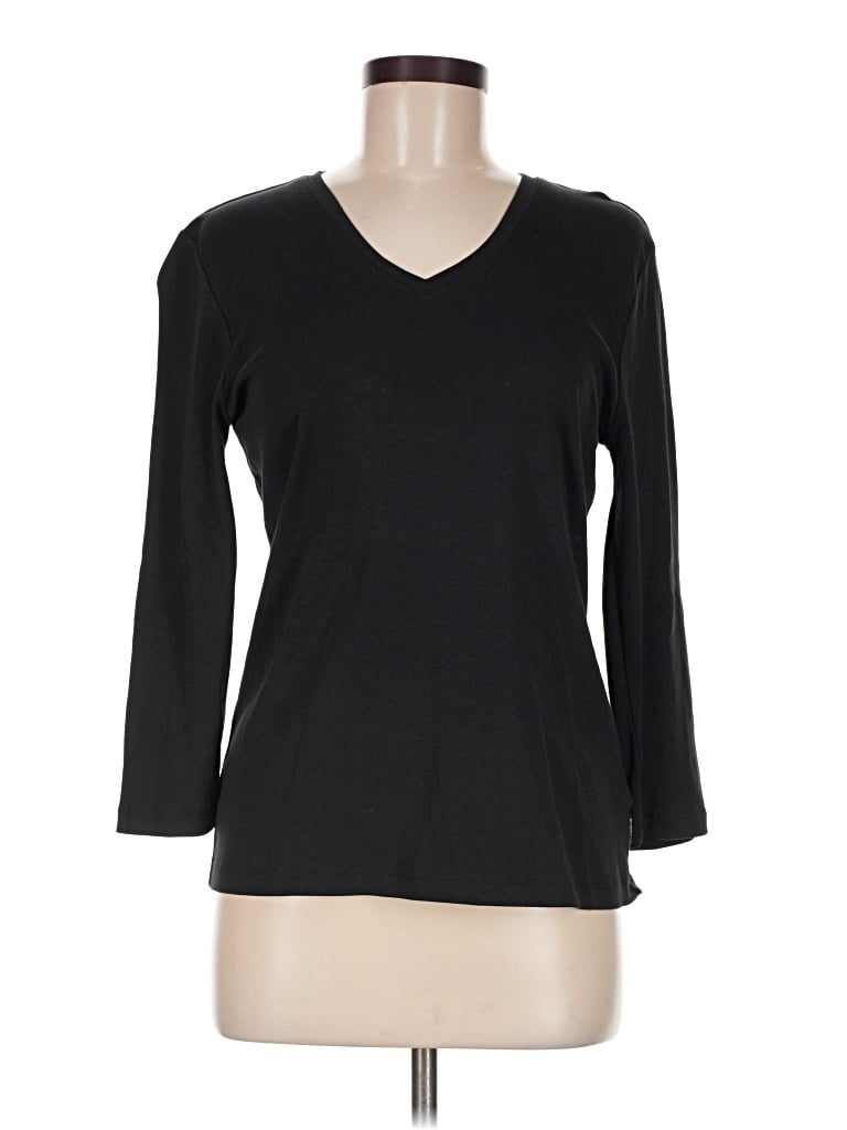 Pre-owned Liz Claiborne 3/4 Sleeve T-shirt In Black
