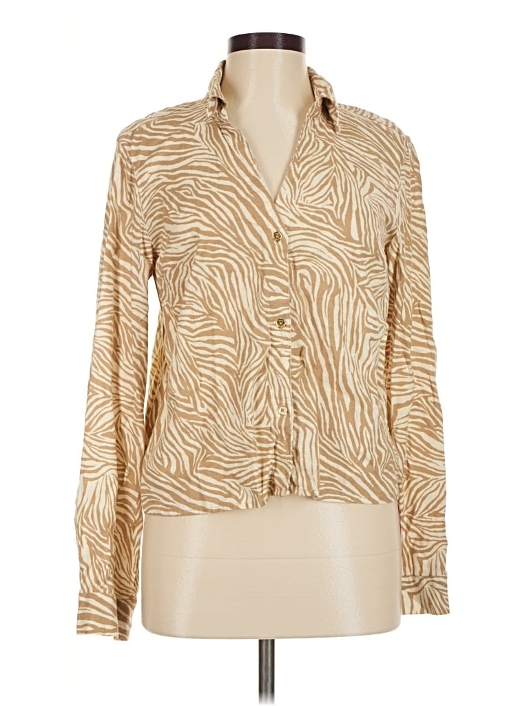 Pre-owned Michael Michael Kors Long Sleeve Blouse In Tan