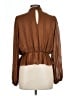 Lush 100% Polyester Stripes Brown Long Sleeve Blouse Size L - photo 2
