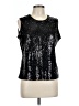 Ronni Nicole 100% Nylon Solid Black Silver Sleeveless Top Size L - photo 1