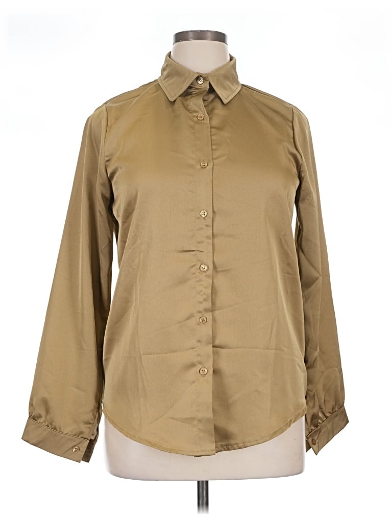 Pre-owned Made In Italy Long Sleeve Blouse In Tan