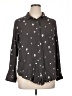 Torrid 100% Rayon Hearts Stars Brown Gray Long Sleeve Button-Down Shirt Size 1X Plus (1) - photo 1