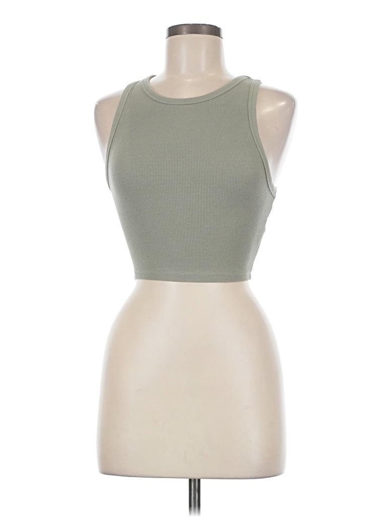 Pre-owned Zara Tank Top Green Halter Neckline Tops