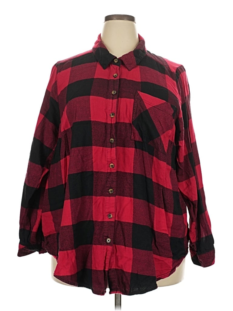 Pre-owned Torrid Long Sleeve Button Down Shirt In Red