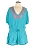 Unbranded 100% Cotton Hearts Teal Romper Size L - photo 1