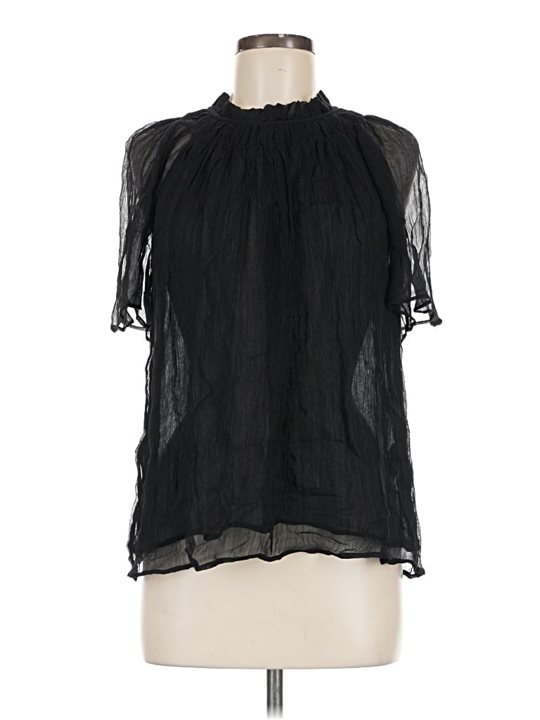 Pre-owned Jcrew Short Sleeve Blouse In Black