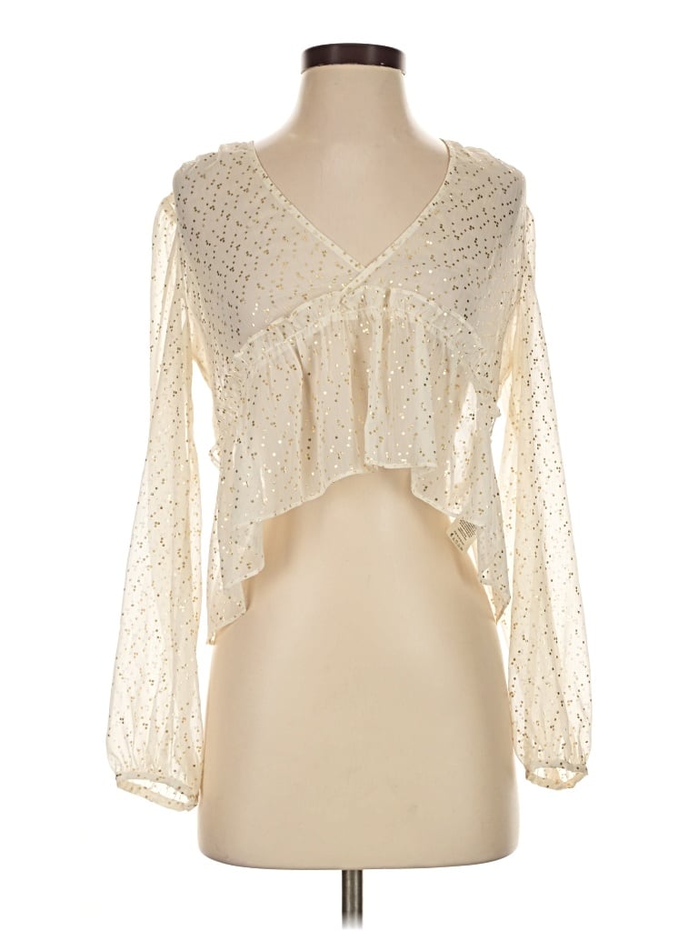 Pre-owned Sunday Best Long Sleeve Blouse In Ivory