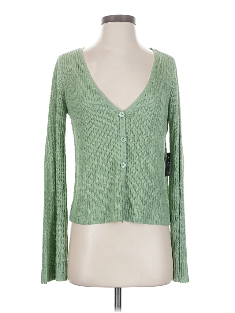 Pre-owned Lulus Long Sleeve Top Green Plunge Neckline Tops