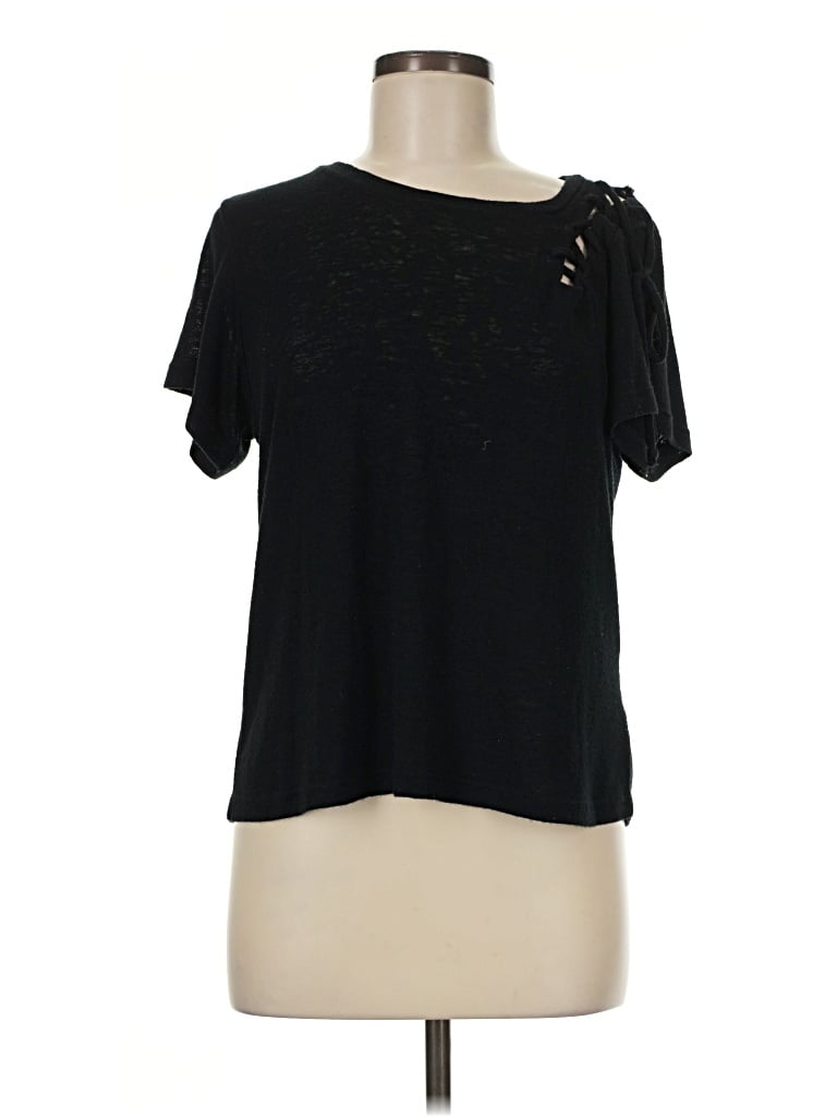 Pre-owned Lna Short Sleeve Top Black Keyhole Neckline Tops