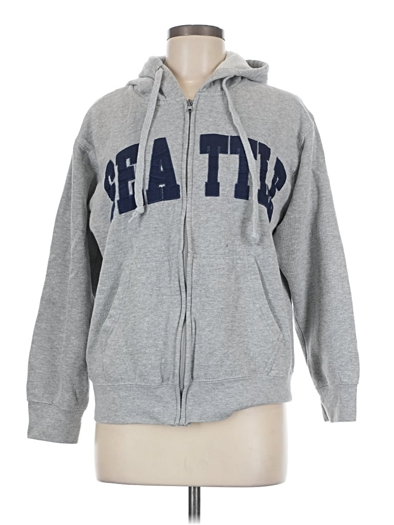 Pre-owned Assorted Brands Zip Up Hoodie In Gray