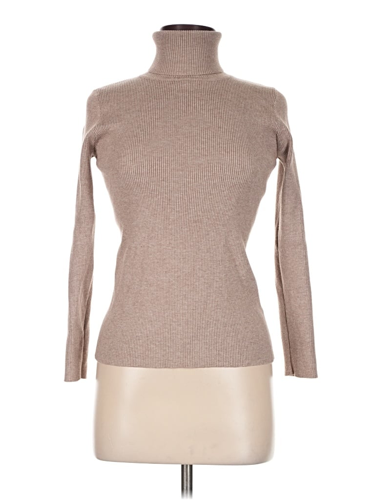Pre-owned Pomander Place Long Sleeve Top Tan Turtleneck Tops