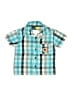 Mick Mack Ltd Checkered-gingham Teal Short Sleeve Button-Down Shirt 12-18 MO / 18 MO - photo 1