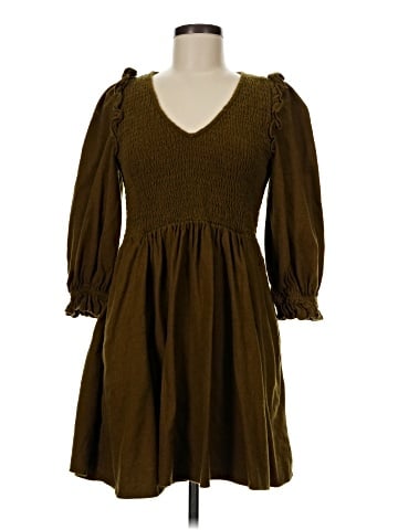 Madewell Flannel Lucie V-Neck Smocked Mini Dress (view 1)