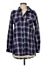 Active 100% Cotton Plaid Blue Long Sleeve Button-Down Shirt Size M - photo 1