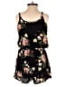 Ambiance 100% Rayon Floral Black Romper Size S - photo 2
