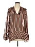 CAbi 100% Polyester Stripes Brown Long Sleeve Blouse Size L - photo 1
