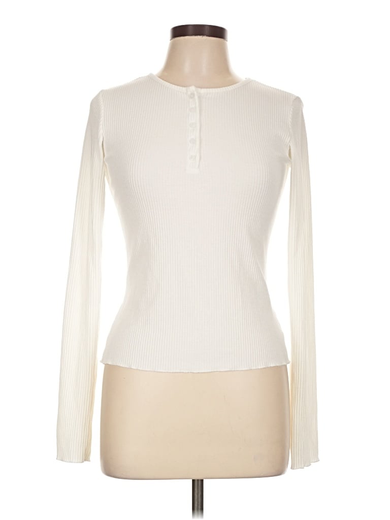 Pre-owned Dazy Long Sleeve Top Ivory Turtleneck Tops