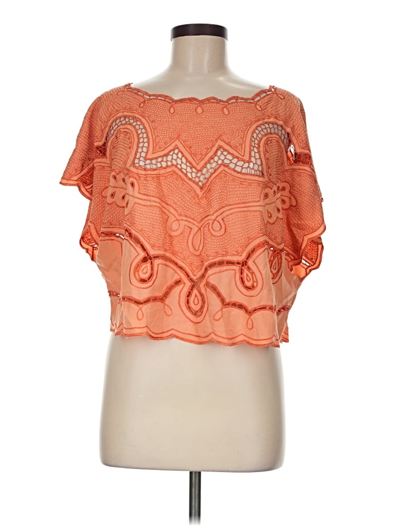 Pre-owned Jen's Pirate Booty Short Sleeve Blouse In Orange