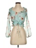 Intermix 100% Silk Teal 3/4 Sleeve Silk Top Size 2 - photo 1