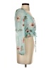 Intermix 100% Silk Teal 3/4 Sleeve Silk Top Size 2 - photo 4