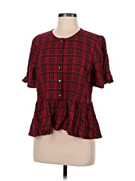 Madewell Studio Ruffle-Hem Top in Clanton Plaid