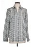 Ann Taylor 100% Polyester Checkered-gingham Graphic White Gray Long Sleeve Blouse Size L - photo 1