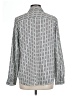 Ann Taylor 100% Polyester Checkered-gingham Graphic White Gray Long Sleeve Blouse Size L - photo 2