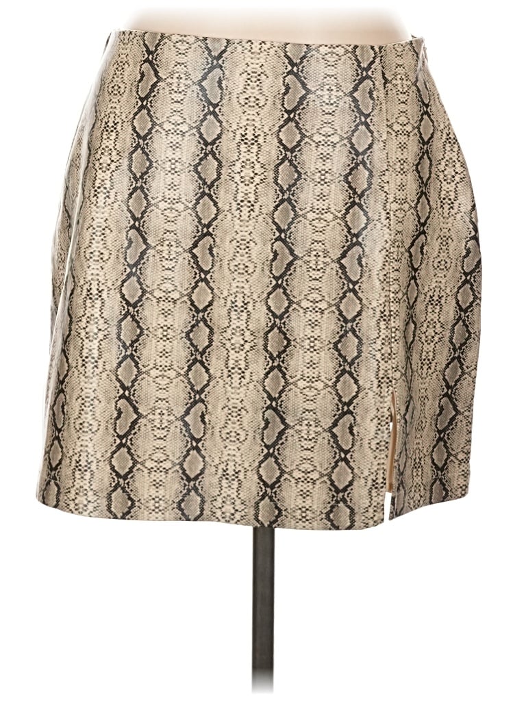 Pre-owned 4th & Reckless Faux Leather Skirt In Tan