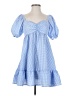 Shein 100% Polyester Checkered-gingham Blue Casual Dress Size 4 - photo 1