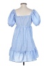 Shein 100% Polyester Checkered-gingham Blue Casual Dress Size 4 - photo 2