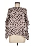 Cupcakes & Cashmere Animal Print Silver Long Sleeve Blouse Size M - photo 1