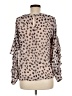 Cupcakes & Cashmere Animal Print Silver Long Sleeve Blouse Size M - photo 2