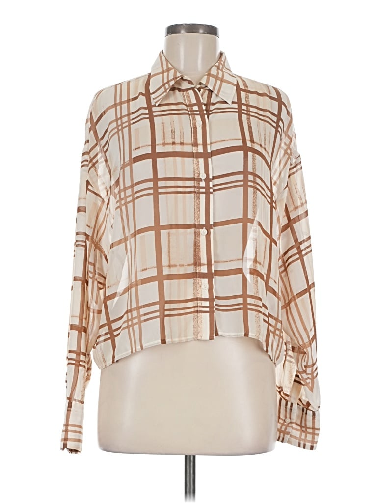 Pre-owned Express Long Sleeve Blouse In Brown