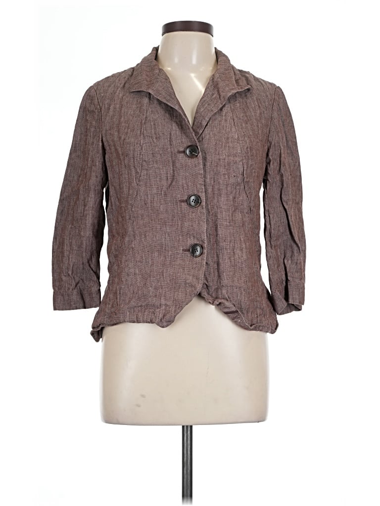 Pre-owned Lafayette 148 3/4 Sleeve Button Down Shirt In Brown