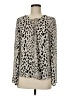 INC International Concepts 100% Polyester Animal Print Silver Long Sleeve Blouse Size 8 - photo 1