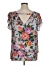 Premise Studio 100% Polyester Floral Gray Short Sleeve Blouse Size 1X - photo 2