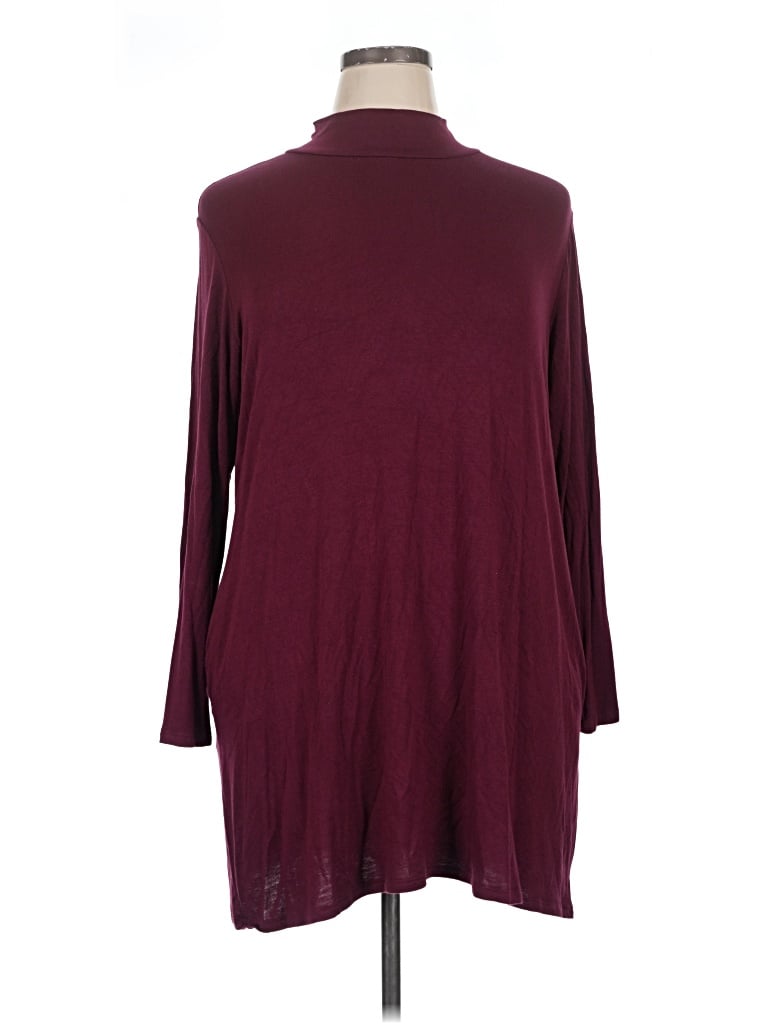 Pre-owned Acting Pro 3/4 Sleeve Top Burgundy Turtleneck Tops