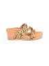 Aetrex 100% Leather Animal Print Tan Wedges Size 10 - photo 1