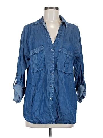 Zara 3/4 Sleeve Button-Down Shirt (view 1)