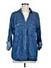 Zara Blue 3/4 Sleeve Button-Down Shirt Size M - photo 1