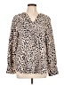 Ann Taylor Animal Print Tan Long Sleeve Blouse Size L - photo 1