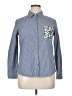 Thakoon Floral Stripes Blue Long Sleeve Button-Down Shirt Size L - photo 1