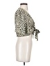 e.ssue 100% Polyester Animal Print Ivory Short Sleeve Blouse Size S - photo 4