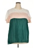 Rainbow 100% Polyester Color Block Green Short Sleeve Blouse Size 3X - photo 1