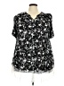 Roaman's 100% Rayon Black Short Sleeve Blouse Size 24W - photo 1