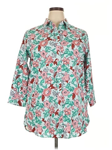 Lands' End 3/4 Sleeve Button-Down Shirt (view 1)