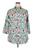 Lands' End Floral Teal 3/4 Sleeve Button-Down Shirt Size 18 (tall) - photo 1