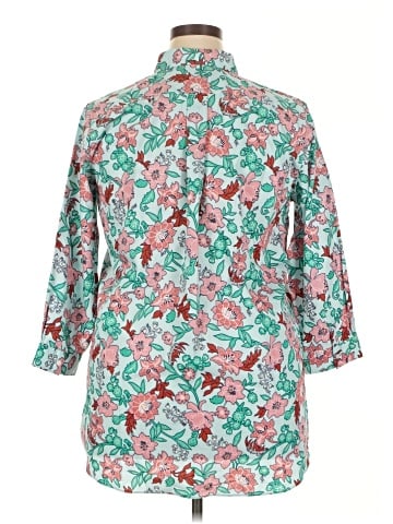 Lands' End 3/4 Sleeve Button-Down Shirt (view 2)