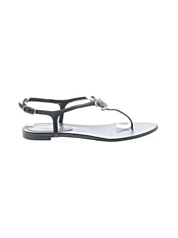 Chanel Leather Crystal CC Thong Sandals (view 1)